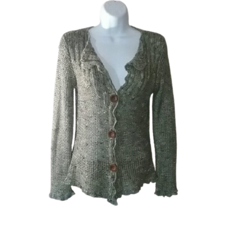{BCBGMaxAzria} Chunky Knit Boho Green Cardigan